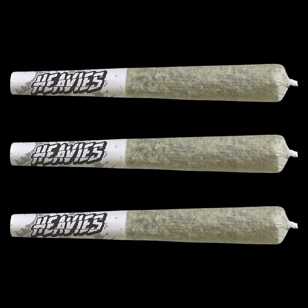 SHRED Heavies 3-pack pre-rolls with diamond and distillate infusion, cannabis pre-roll pack