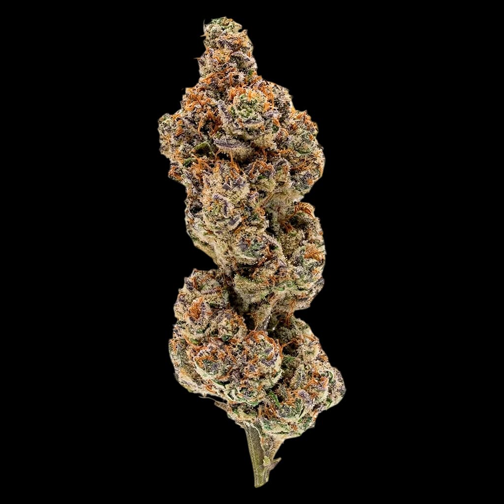 Overtime Punch Out cannabis dried flower buds with amber and green hues and visible trichomes