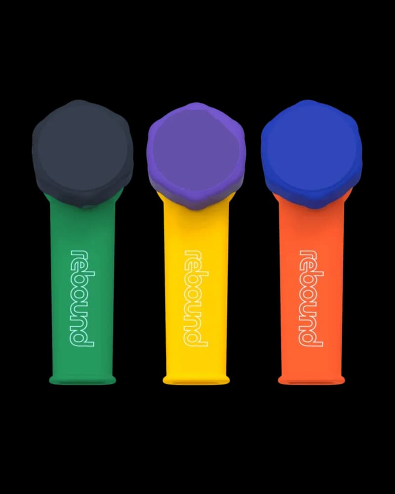 Ezygo silicone pipes with metal bowls and lids in green, yellow, and red