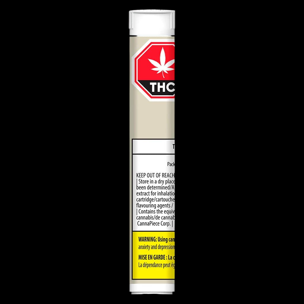 Wild West Peach Pony Liquid Diamonds 510 thread cannabis vape cartridge with red THC warning symbol and yellow Health Canada warning label