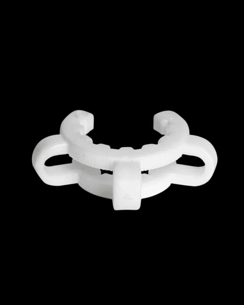 Gear Premium ground joint clip, white plastic clamp-style accessory for securing cannabis bong or dab rig components