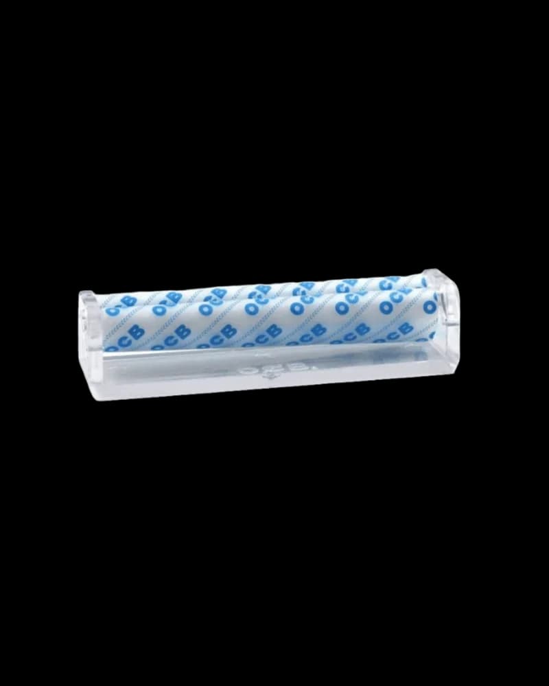OCB Crystal Roller King Conical rolling machine with transparent housing and blue patterned drum
