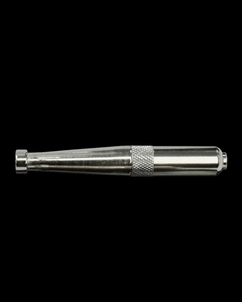 Pipe one-hitter Zeppelin nickel de West Coast Gifts, grand format, tube en métal poli avec bande de préhension texturée
