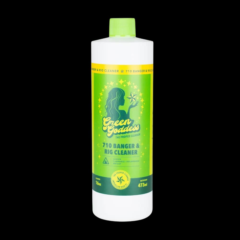 Green Goddess 710 Banger & Rig Cleaner, 16oz bottle with lime green label and white cap