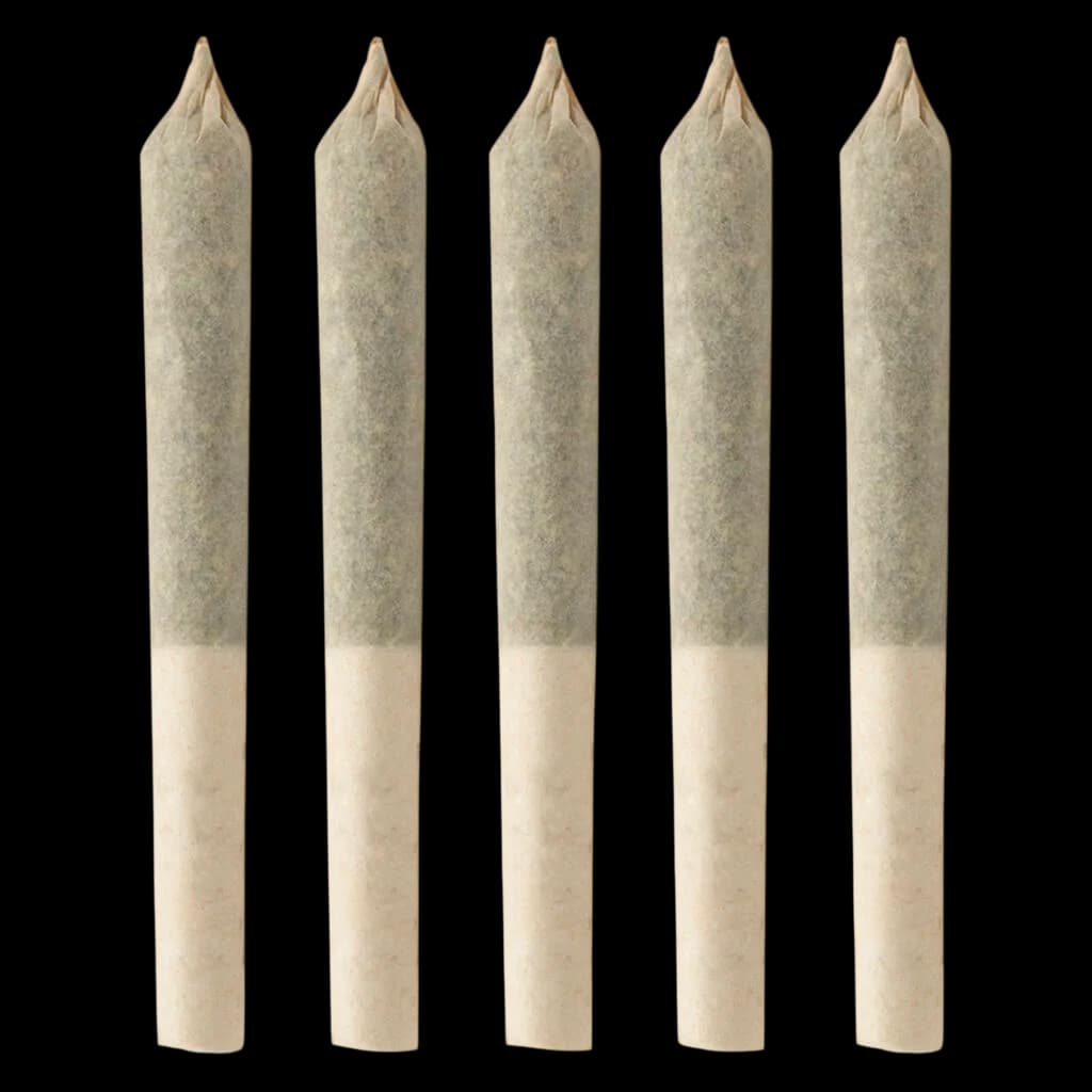 Simply Bare BC Organic Harlequin pre-roll 5-pack with light paper and pointed tips