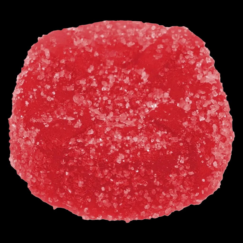 Gomme molle indica The Red One de No Future, gomme ronde rouge enrobée de cristaux de sucre