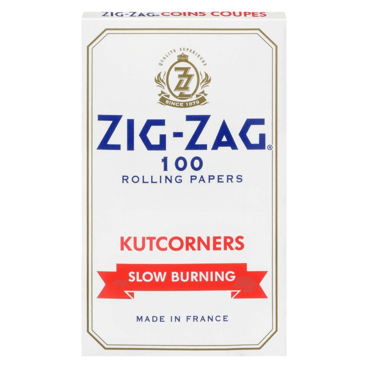 Paquet de 100 feuilles à rouler à combustion lente Kutcorners Zig-Zag, fabriqué en France