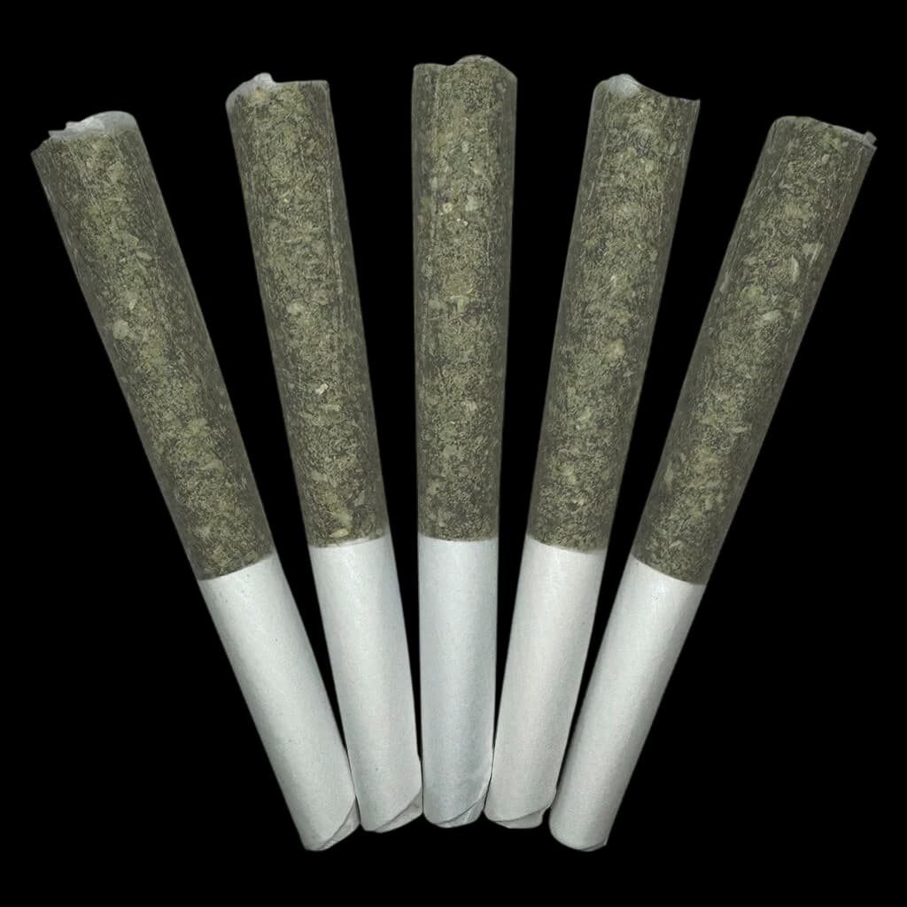The Kitchen pre-rolls, five-pack of cannabis joints with green flower and white paper filters