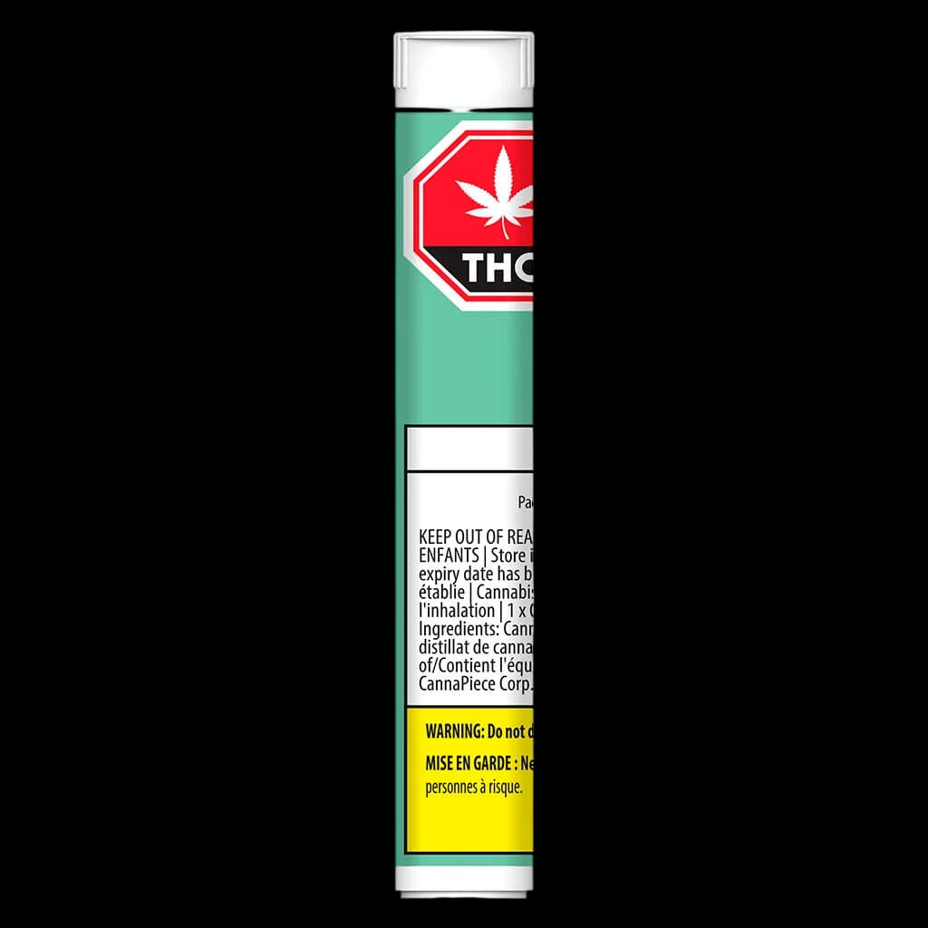 Jays High Potency 95+ cannabis vape cartridge in Mint Mocha Frap flavour with THC warning label and Health Canada safety information on packaging