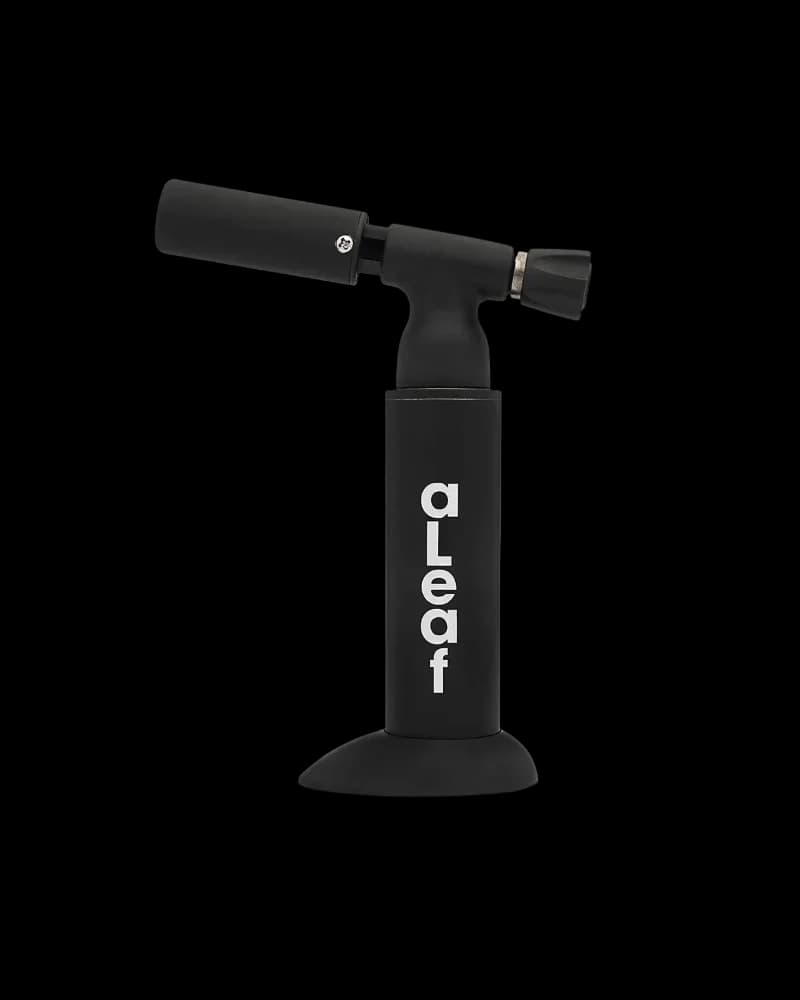Oleaf black handheld butane torch with adjustable flame head and suction cup base